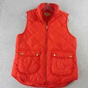 Woolrich Puffer Vest Women Small Red Quilt DOWN Full Zip Pockets Snow Winter